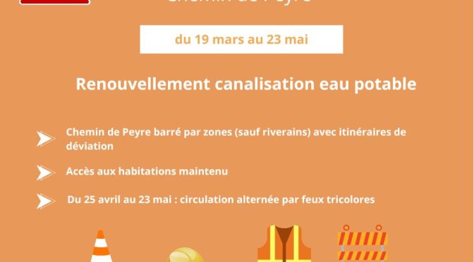 Travaux de renouvellement de la canalisation d’eau potable – Chemin de Peyre