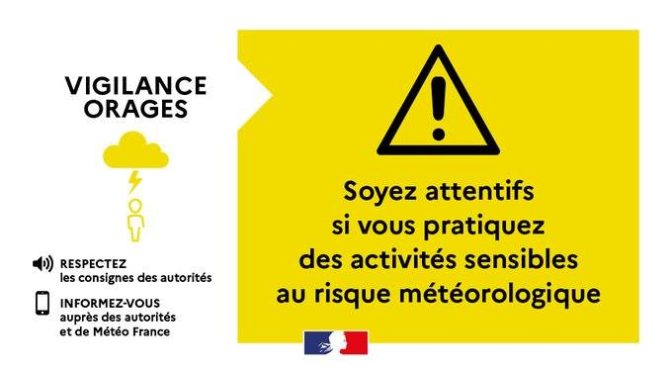 VIGILANCE JAUNE pour le risque d’orage