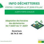 Adaptation des horaires des déchetteries jusqu’au 17 Août