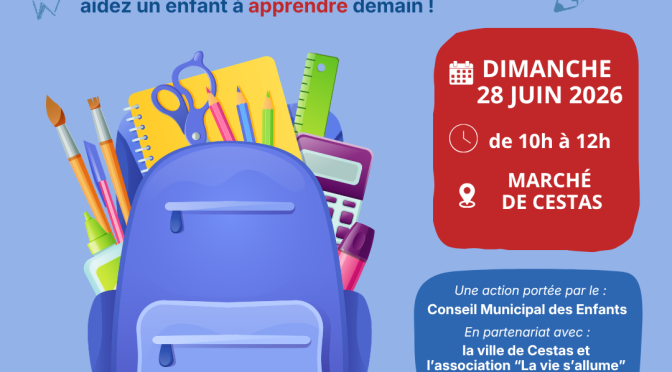 Le Conseil Municipal des Enfants organise une collecte solidaire de fournitures scolaires
