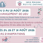 Maison Petite Enfance : modifications du programme au mois d’août