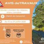 Modernisation du réseau d’eau potable : travaux chemin de Camparian du 15 au 31 juillet