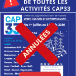 Incendies – Annulation des activités CAP33