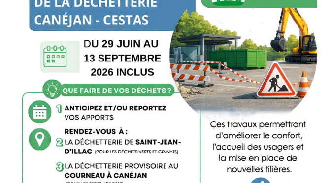 Travaux à la déchetterie de Canéjan/Cestas : fermeture estivale et solutions alternatives