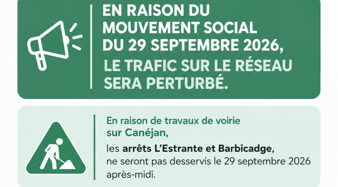 PERTURBATIONS SUR LE RÉSEAU PROX’BUS